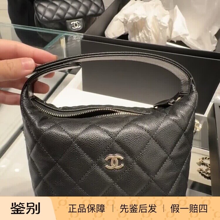香奈儿牛皮经典单肩手提饭盒包