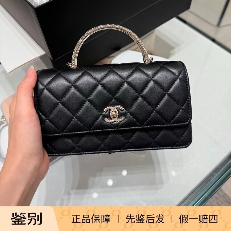 奢店代购 2025b 新款正品 CHANEL/香奈儿 水钻仙女手柄羊皮风琴包