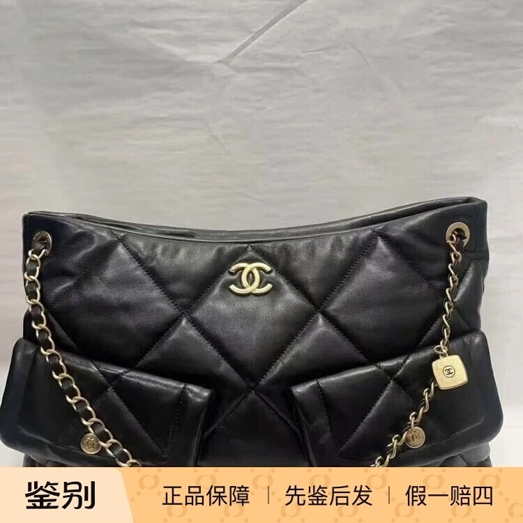 奢店代购 2025k 新款正品 CHANEL/香奈儿 羊皮牛仔休闲单肩购物袋