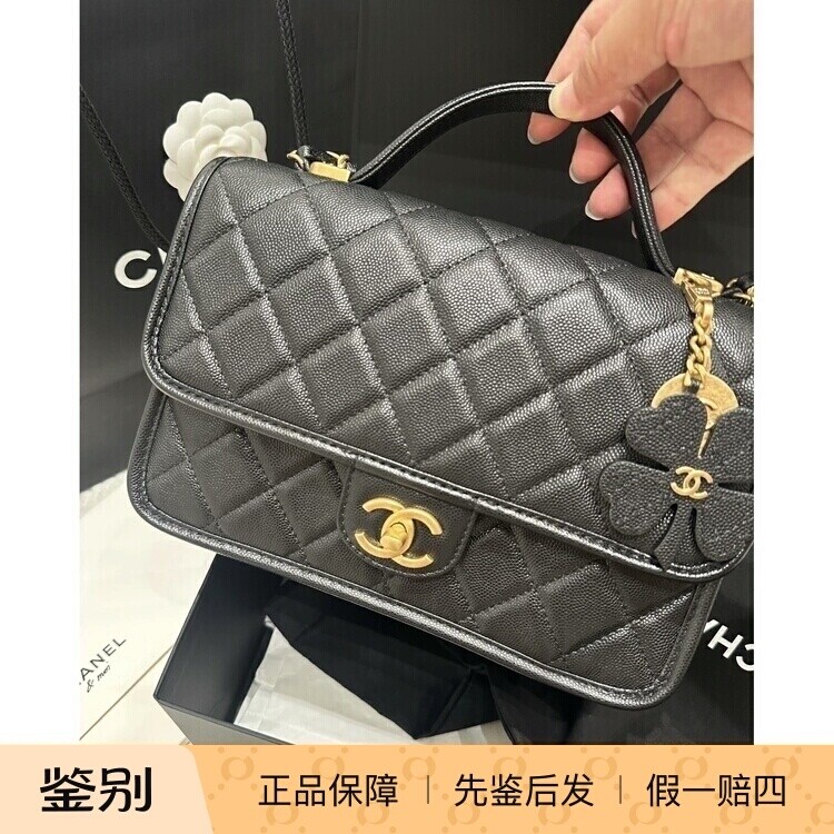 奢店代购 2025b 新款正品 CHANEL/香奈儿 牛皮羊毛呢子手提单肩包