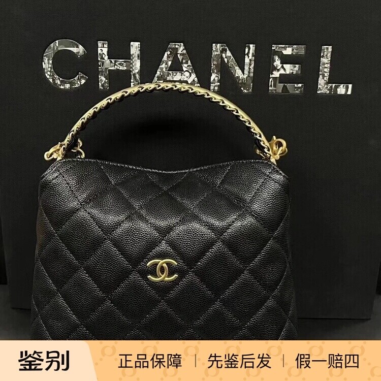 香奈儿牛皮链条手拿托特手袋