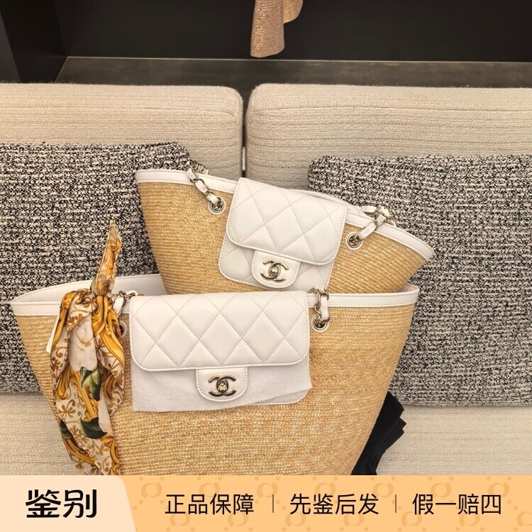 奢店代购 2026c 新款正品 CHANEL/香奈儿 早春度假藤编单肩购物包