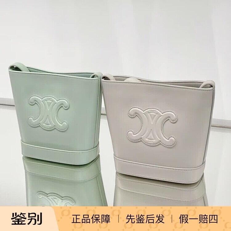 新款奢店代购 2024 CELINE/塞琳 CUIR TRIOMPHE 牛皮革水桶单肩包