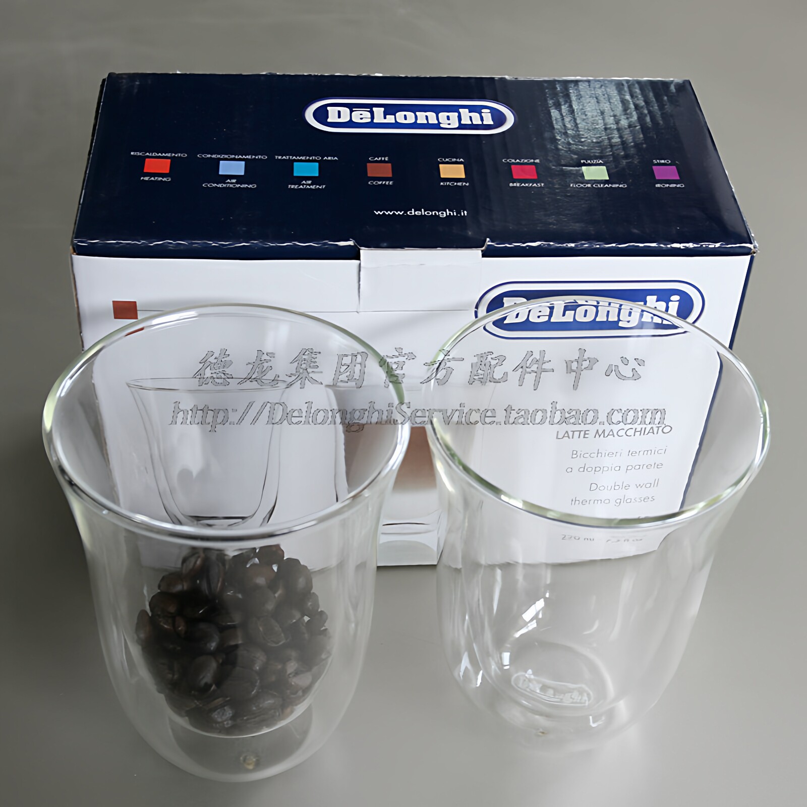 Delonghi/德龙 双层创意卡布基诺咖啡杯 330ML*2 双层玻玻璃杯