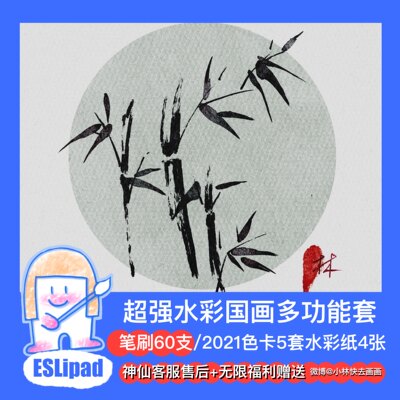 Procreate笔刷水彩水痕国画风景水粉喷溅iPad画画ESLiPad资源