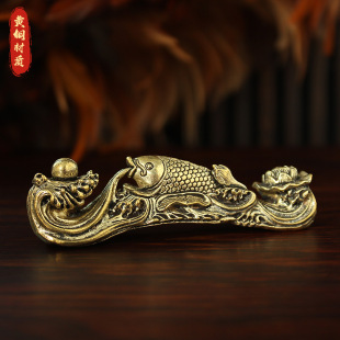 新款黄铜如意家居装饰摆件年年有鱼如意办公室茶桌茶宠手把件礼品