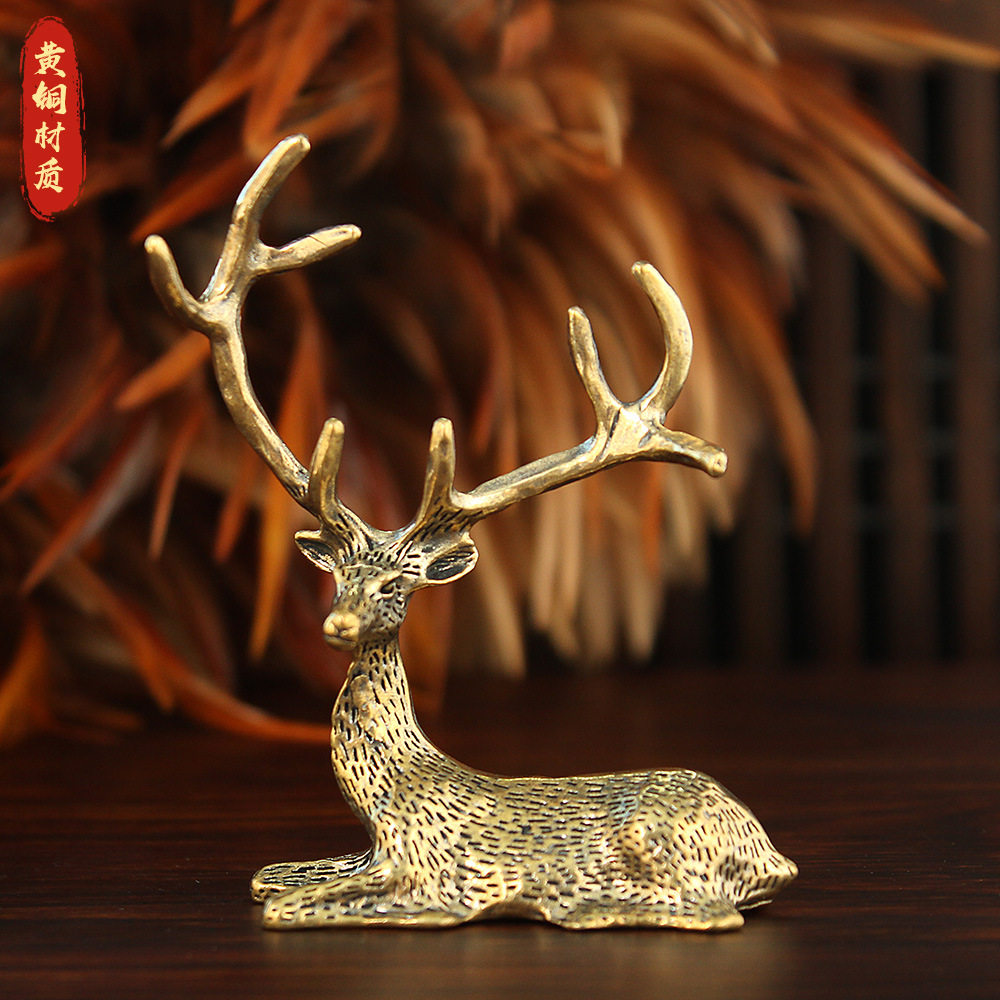 梅花鹿现代轻奢铜麋鹿摆件家居客厅电视柜酒柜装饰品桌面玄关摆件