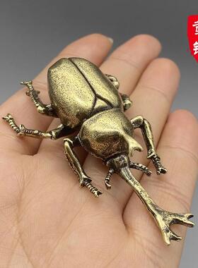 黄铜甲壳虫复古做旧桌面摆件