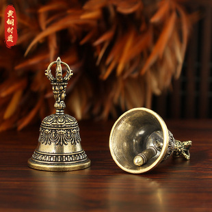 新款黄铜金刚降魔杵铃铛复古藏式铃挂件黄铜铃铛纯铜法器吊坠摆件