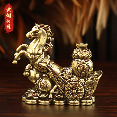 黄铜财福马车马到成功生肖马摆件
