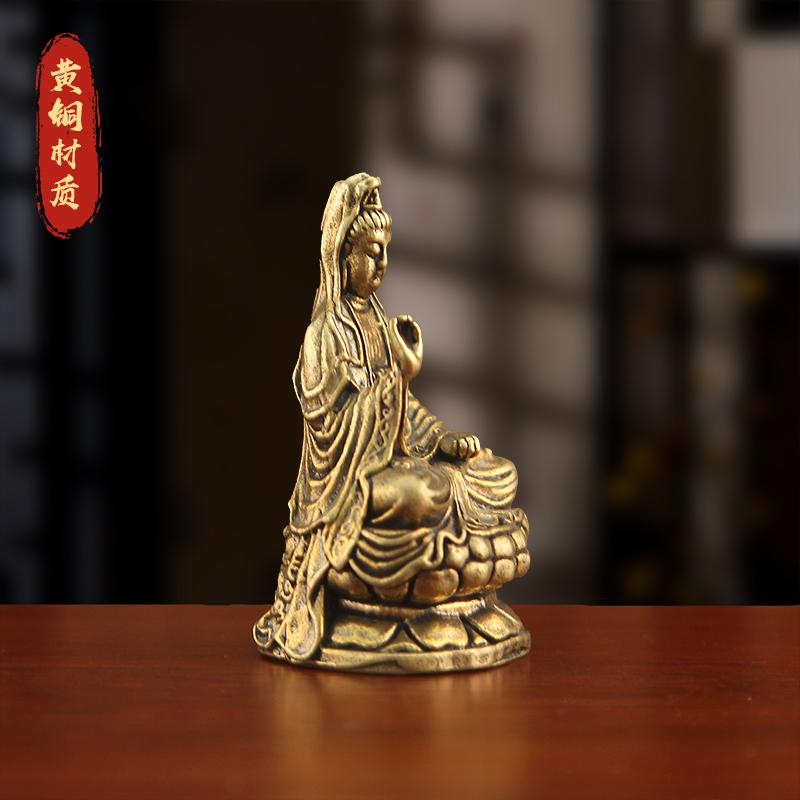 观音菩萨佛像坐莲花合掌摆件