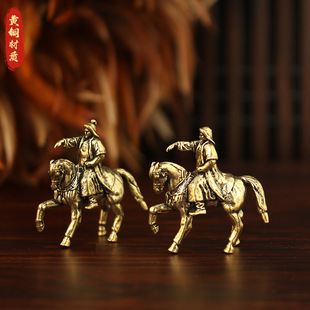 黄铜成吉思汗迷你摆件骑马将军造景微景观微型迷你盆景鱼缸装饰品