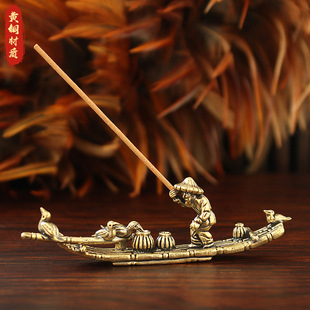 渔翁小船香插香托家居办公室茶道竹排筏小船创意书房禅意线香炉架