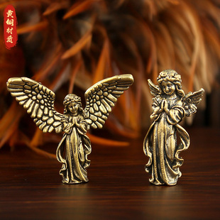 饰品跨境热卖 黄铜金属雕像小天使女孩桌面装 复古天使摆件美式 欧式