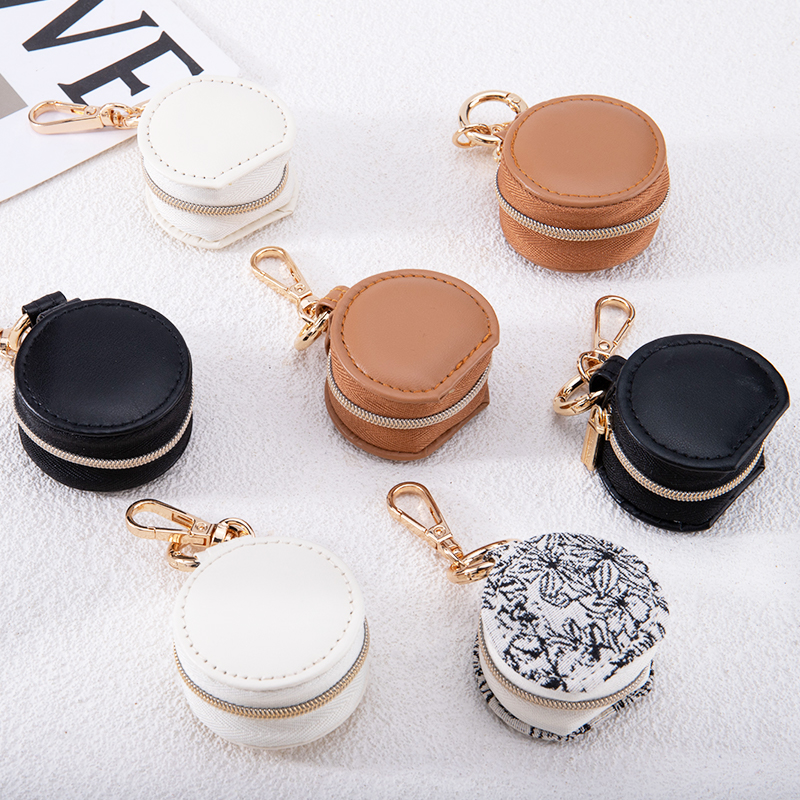 圆形皮质首饰盒耳钉耳环收纳盒