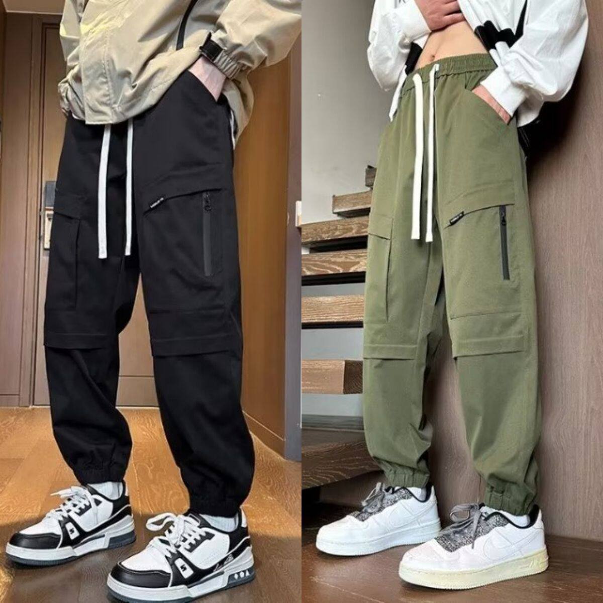 春秋季休闲裤男韩版修身小脚男工装裤时尚运动束脚松紧腰长裤子潮