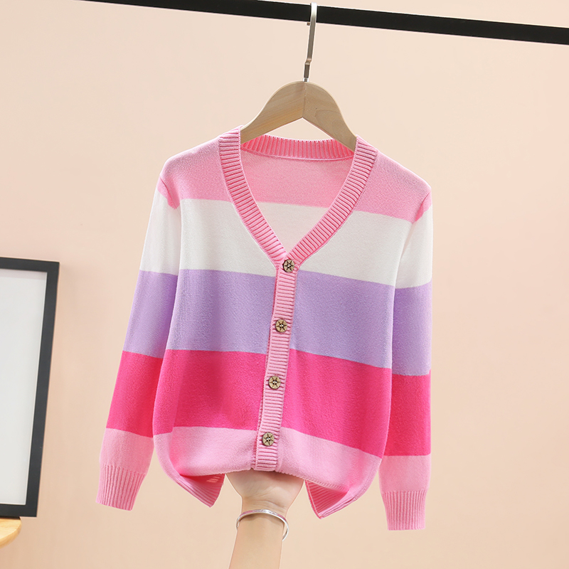 女童针织开衫春秋纯棉空调衫薄款