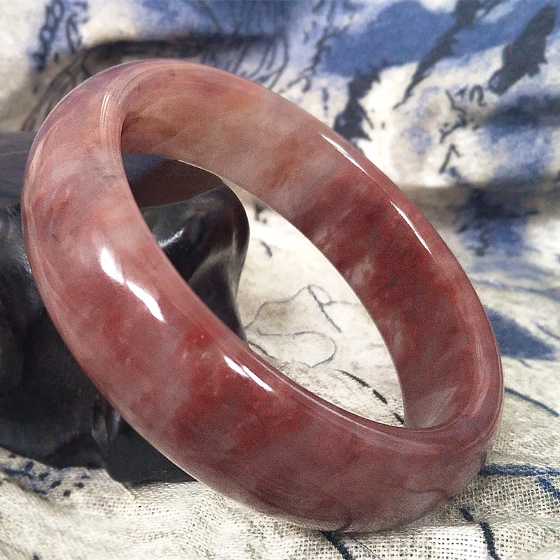 天然鸡血石桂林鸡血玉手镯飘花玉石飘红冰种上朗料带证书玉镯精品