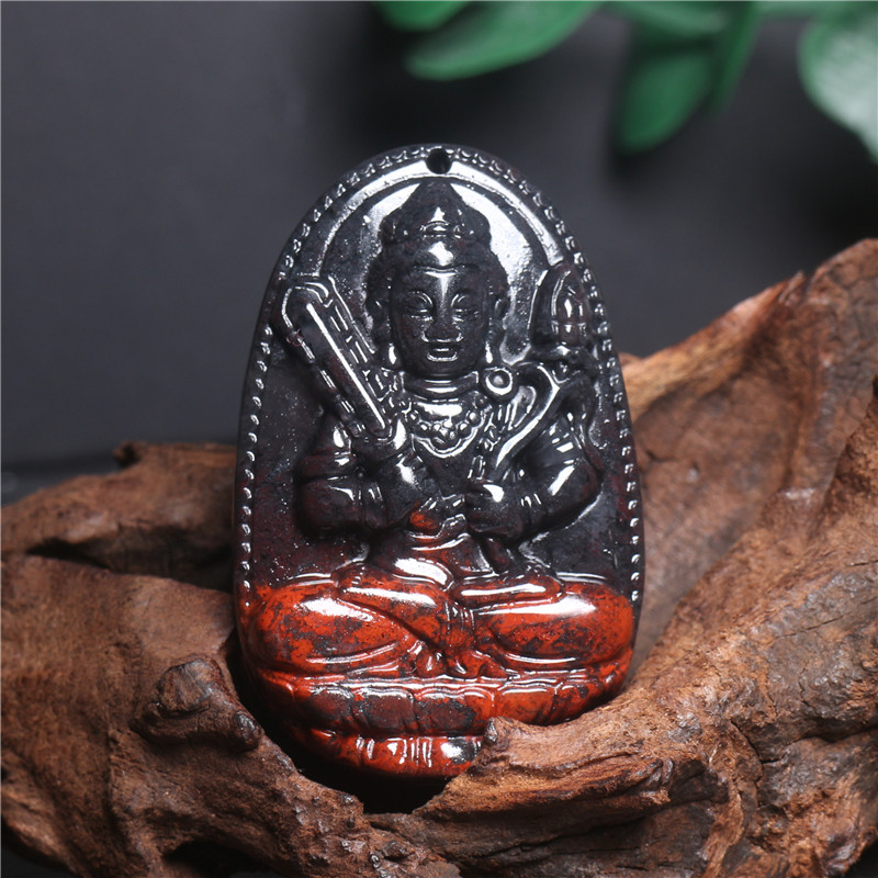 天然桂林鸡血石八大守护神本命佛吊坠坠子项链含证书