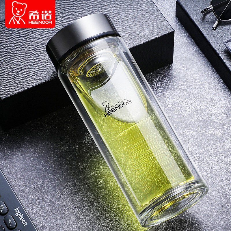 正品希诺双层玻璃杯男女士便携简约高档水杯家用耐热泡茶杯子定制高性价比高么？