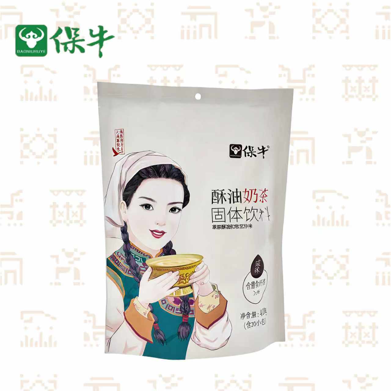 保牛内蒙奶茶牧场奶蒙古奶茶独立包装速溶冲饮咸味400g袋装奶茶