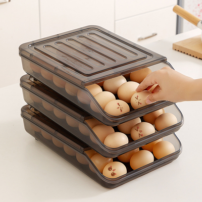 冰箱鸡蛋保鲜收纳盒鸡蛋滚动托架抽屉式厨房鸡蛋盒子可多层叠加