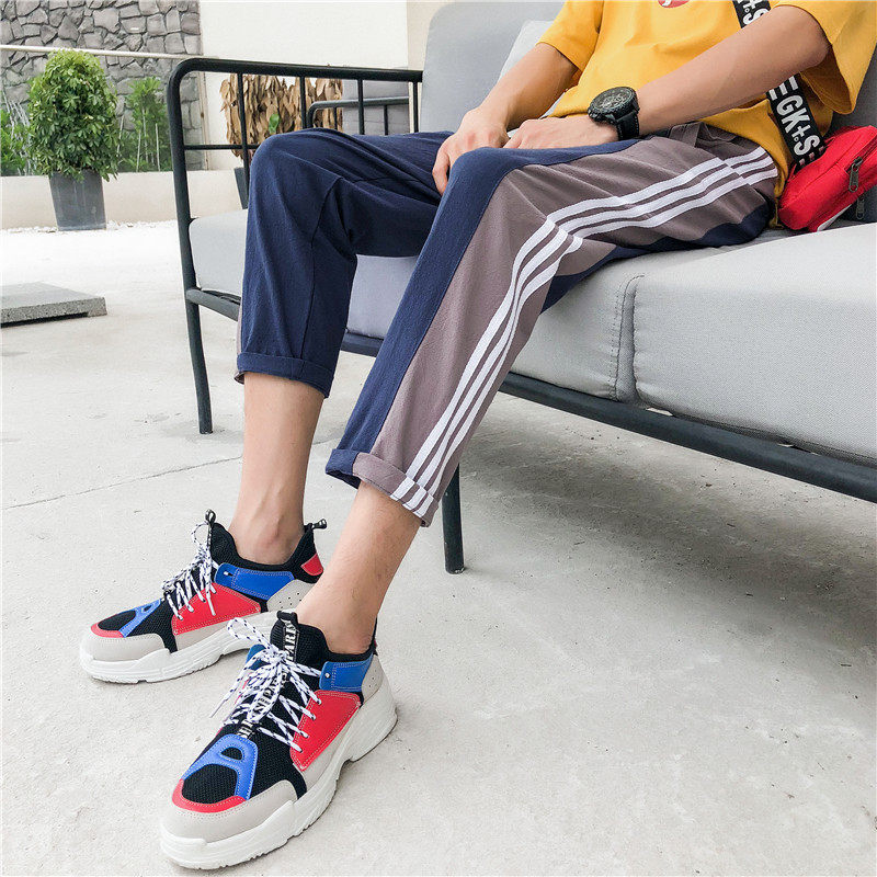Autumn new pattern man stripe Nine points Casual pants Korean Edition Trend motion Versatile Straight pants Cotton and hemp trousersin the Men's clothing, Casual pants  category - from Buy2taobao.com to provide professional Taobao agent buy service