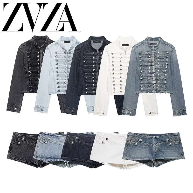 ZA 夏季新款 ZV女装 欧美风 外贸时尚百搭贴身牛仔套装0695074400