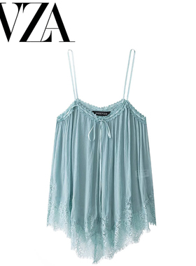 ZA 夏季新款 ZV女装 欧美风 时尚气质百搭款蕾丝吊带上衣5107091