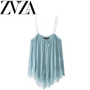 ZA 夏季新款 ZV女装 欧美风 时尚气质百搭款蕾丝吊带上衣5107091