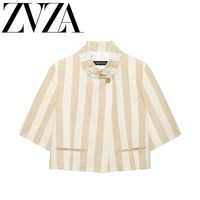 ZA 夏季新款 ZV女装 欧美风 时尚百搭款短款短袖西装外套 7179051