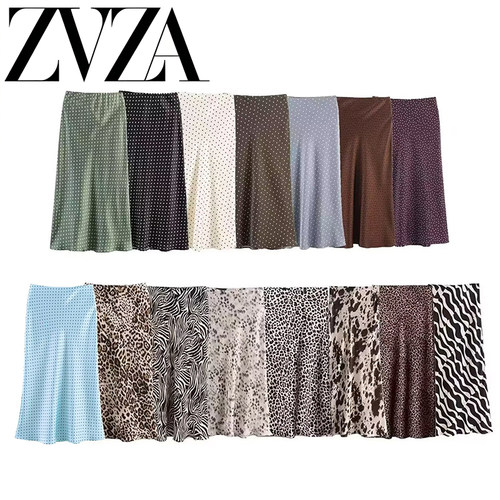 ZA 夏季新款 ZV女装 欧美风 时尚百搭简约丝缎质感半身裙8338404