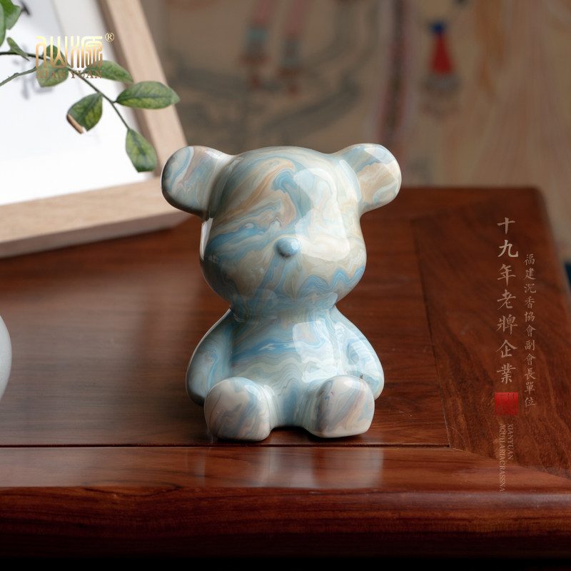 大漆网红小熊摆件精致创意国潮非遗文化特色礼品