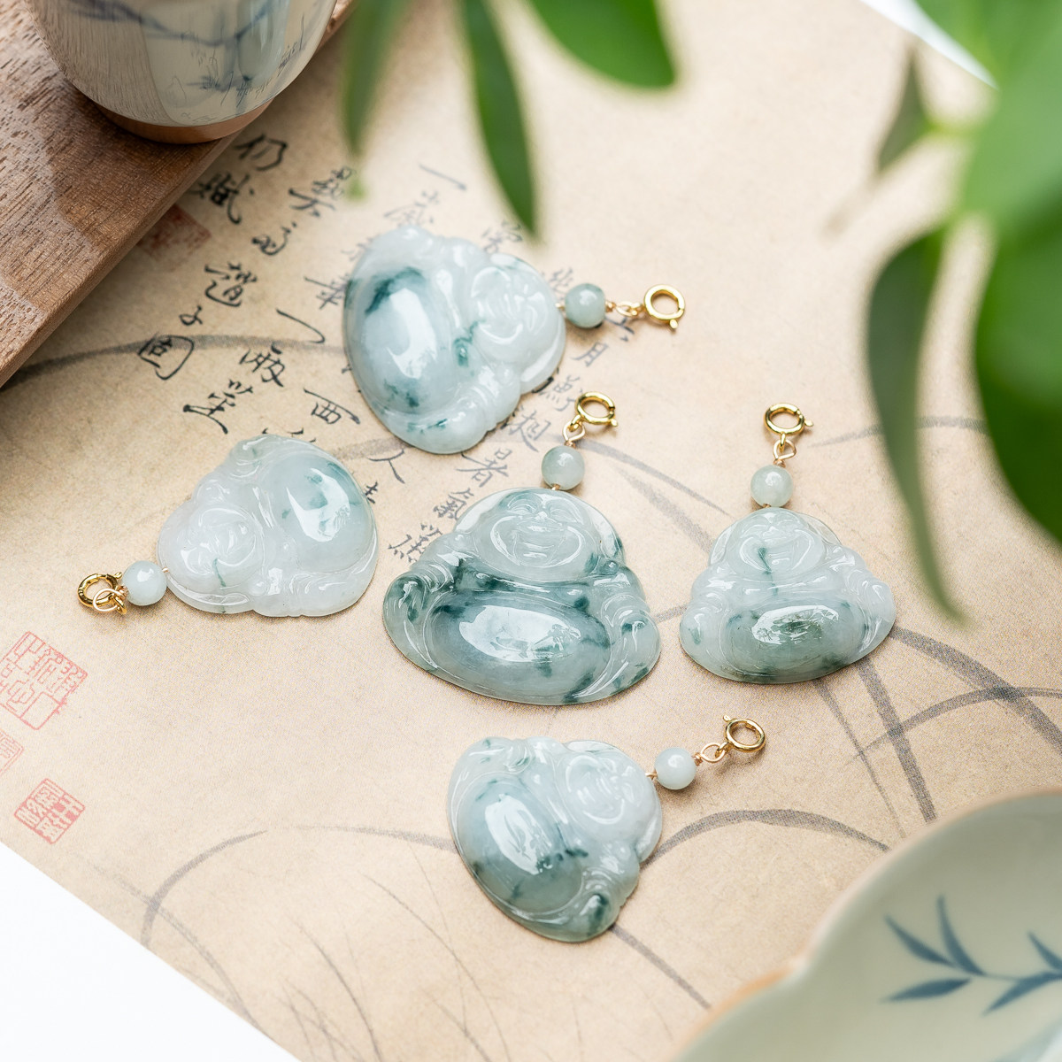 仙源翡翠飘花佛公吊坠收藏送礼