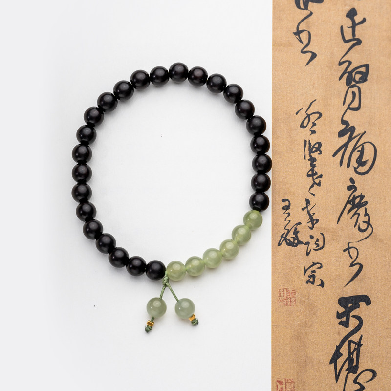 印度小叶紫檀6mm和田玉单圈手串