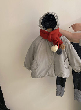 女童夏季女童冬季新款两面穿连帽棉服2025纯色加绒波点打底裤两件