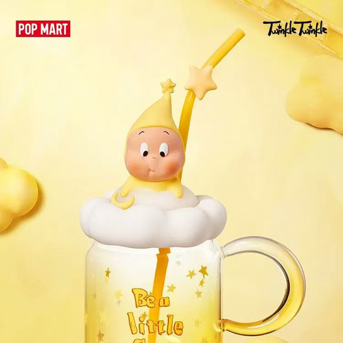 POPMART泡泡玛特我们都是星星人系列吸管杯玻璃带把手水杯高硼硅