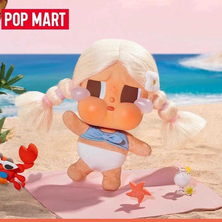 POPMART泡泡玛特CRYBABY哭娃Vacation Mode On搪胶毛绒挂件盲盒