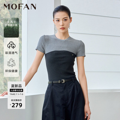 MOFAN摩凡夏新款都市灰毛针织衫