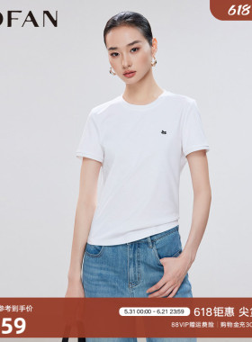 MOFAN摩凡2026夏新款100%纯棉白色短袖T恤女韩版百搭休闲上衣显瘦