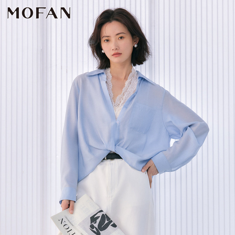 MOFAN摩凡秋季翻领雪纺衬衫										