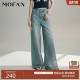简约高腰休闲长裤 时尚 女MOFAN摩凡春秋新款 阔腿牛仔裤 显瘦 经典