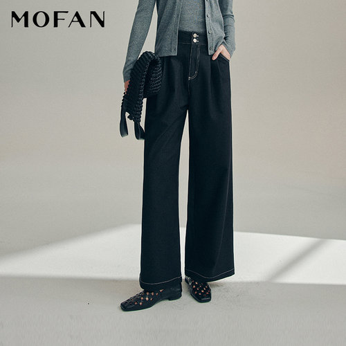 MOFAN摩凡秋新款高腰牛仔裤