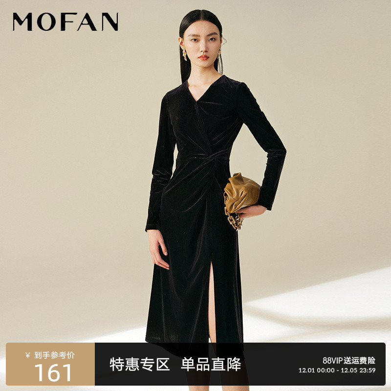MOFAN摩凡秋新款黑色连衣裙