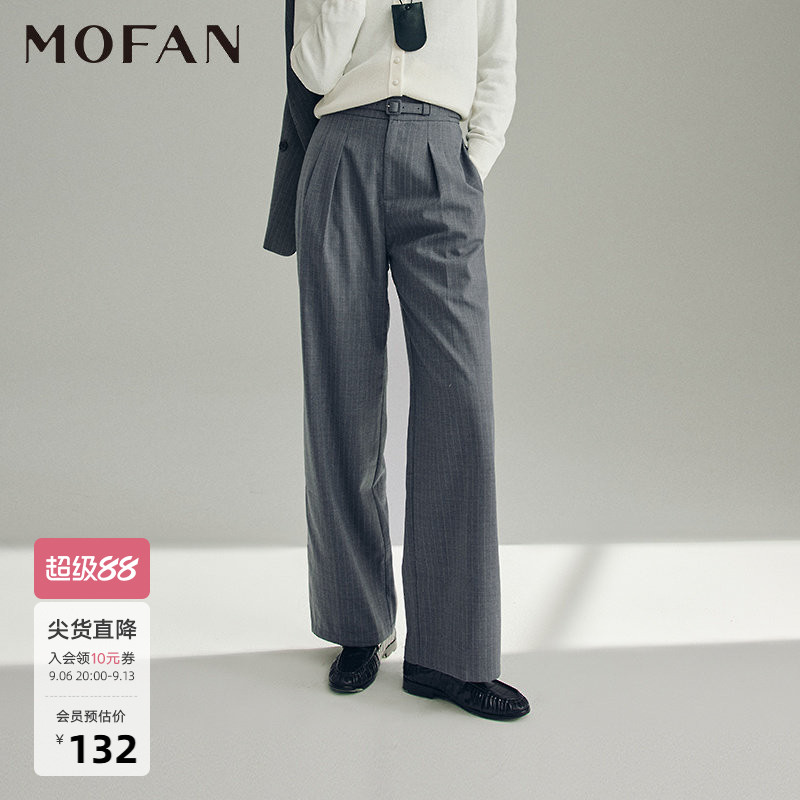 MOFAN摩凡秋新款灰条纹休闲裤图片