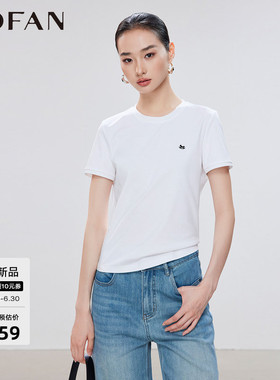 MOFAN摩凡2026夏新款100%纯棉白色短袖T恤女韩版百搭休闲上衣显瘦