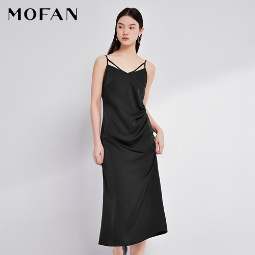 MOFAN摩凡夏新款黑色连衣裙