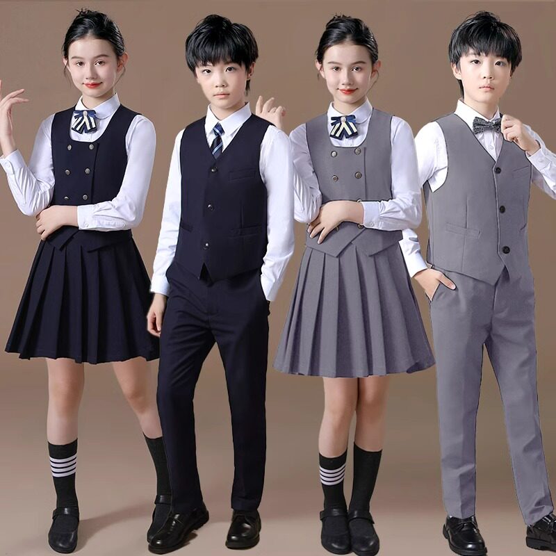 国庆儿童演出服学院风女童套装管乐团礼服中小学生朗诵大合唱服装