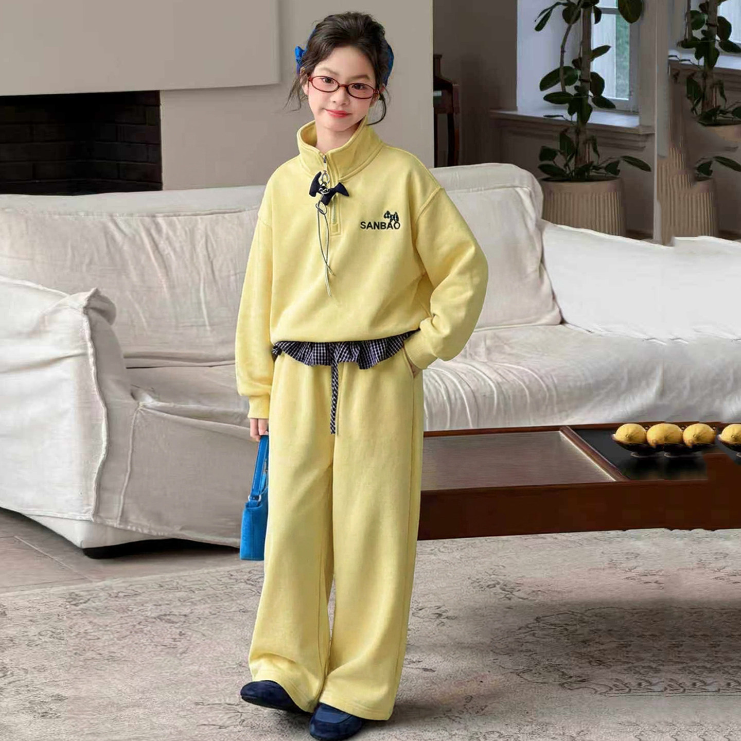 女童套装春季2026小学生春款宽松女孩休闲儿童洋气时尚卫裤两件套
