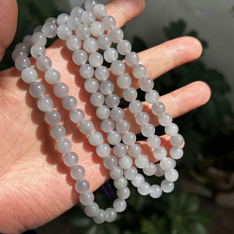 多圈冰烟紫色圆珠链天然和田玉